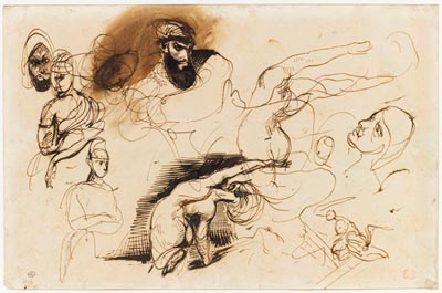 Eugène Delacroix (1798–1863) Study for The Death of Sardanapalus Pen and brown i