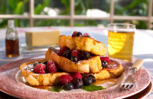 Brandy French Toast Recipe topped with fresh berries