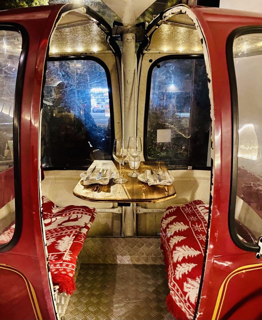 the inside of a gondola at Lavaux Wine Bar