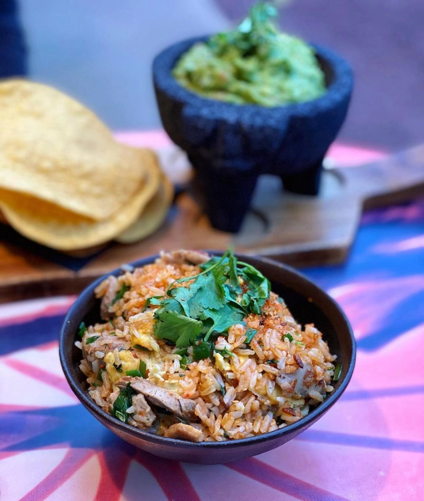 bowl of mexican food at coche comedor