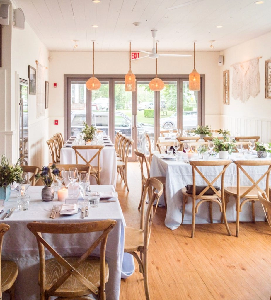 seating area at Elaia estiatorio in the Hamptons 