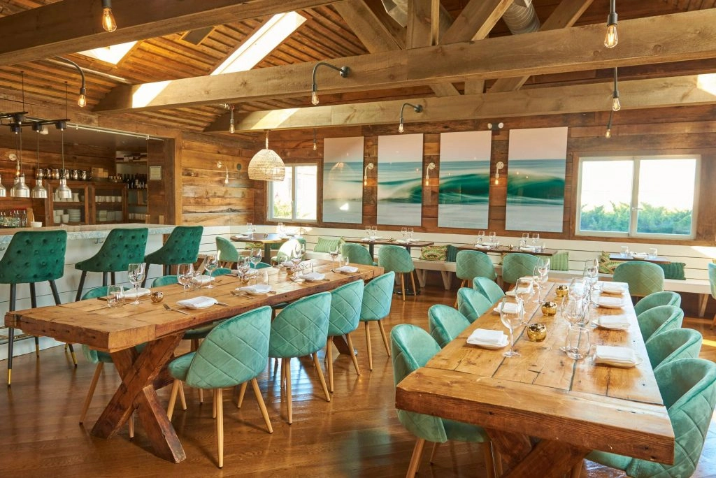 simple seating at La Fin - one of the newest but best restaurants in the Hamptons