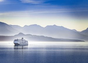 Custom Link A Cruise Ship Cruising a Fjord in Alaska on a Summer Evening