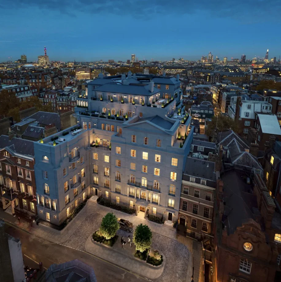 Exterior of 1 Mayfair, Dorchester Collection’s ultra-prime residential development on South Audley Street in London
