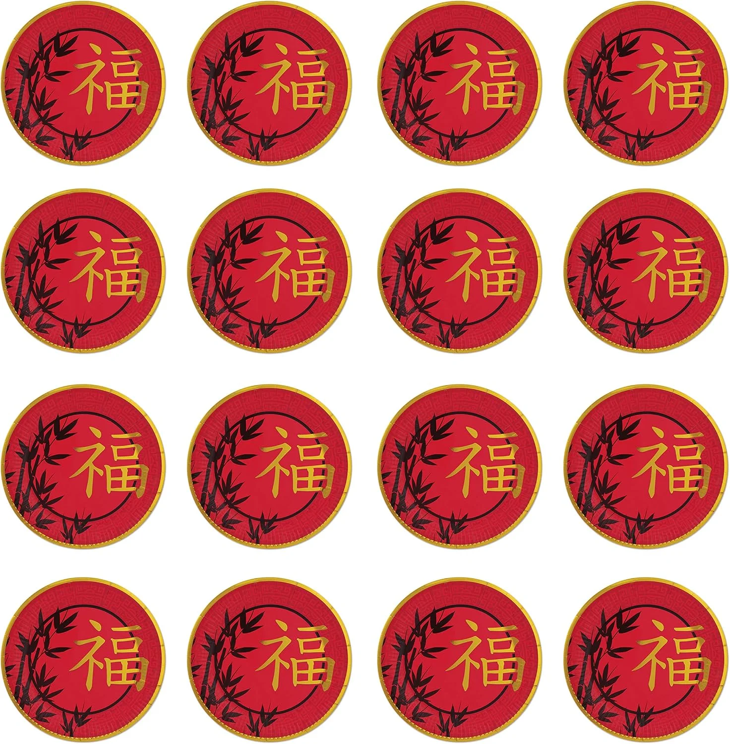 Beistle Asian Dinner Plates Round Paper Tableware 9 Inch 16 Pack